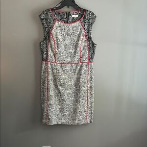 Calvin Klein Black and White Sleeveless Sheath Dress